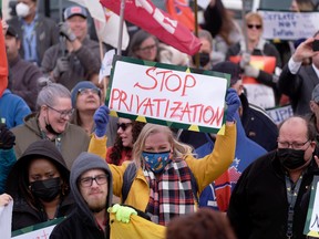 Protest against privatization in Saskatchewan