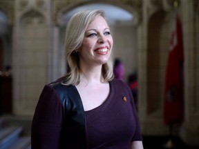Saskatchewan Sen. Denise Batters is shown near the Senate chambers on Parliament Hill in Ottawa, on Thursday, Feb. 18, 2016.