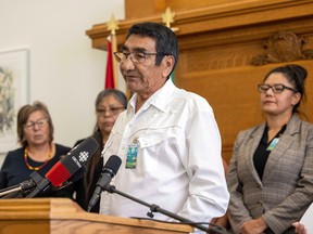 Onion Lake Cree Nation Chief Henry Lewis was joined by a delegation of Indigenous leadership to critique the province's recently announced Duty to Consult consultations.