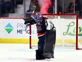 Regina Pats goalie Drew Sim, shown in this file photo, backstopped the Pats to Friday's 3-0 victory over the host Vancouver Giants.