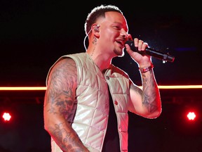Kane Brown performs for the 2022 MTV VMAs broadcast.