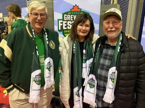 Football fans John Weckend (left), Colleen Weckend and Tim Weckend made the most of Grey Cup week in Regina.