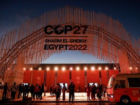 Delegates arrive at the COP27 climate conference in Egypt's Red Sea resort city of Sharm el-Sheikh on Nov. 7, 2022.
