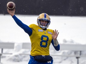 Winnipeg Blue Bombers quarterback Zach Collaros will be starting at quarterback in Sunday's Grey Cup game.