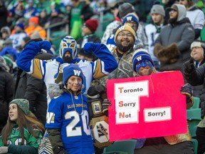 Fans in the stands prior to kick off to the 109th Grey Cup at Mosaic Stadium on Nov. 20, 2022 in Regina.