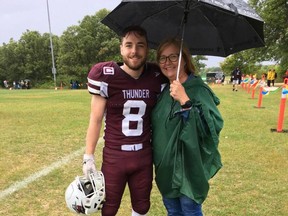 Regina Thunder receiver Isaac Foord, 8, has dedicated the 2022 Canadian Bowl to the memory of his mother, Christel Foord. Photo courtesy Isaac Ford.