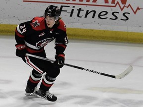 Riley Ginnell, shown with the Moose Jaw Warriors earlier this season, was traded to the Regina Pats on Monday.