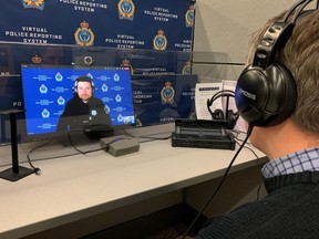 This image supplied by the Regina Police Service shows the RPS Virtual Police Reporting System (VPRS), which allows complainants in some crimes to report them virtually inside the lobby of the police station.
