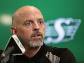 Saskatchewan Roughriders head coach Craig Dickenson, shown in this file photo, is rounding out his staff after naming Kelly Jeffrey the offensive co-ordinator earlier this week.