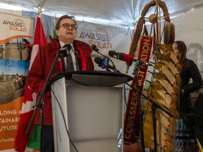 Federal Minister Jonathon Wilkinson, Minister of Natural Resources Canada,   attends the grand opening of the Cowessess First Nation 10MW Awasis Solar Facility on Wednesday, November 9, 2022 just east of Regina.