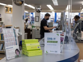 Rapid test kits  available at the Regina Public Library, central branch on Friday, November 4, 2022.
