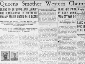 The headlines were not kind to the Regina Rugby Club after a 54-0 'smothering' in the 1923 Grey Cup.