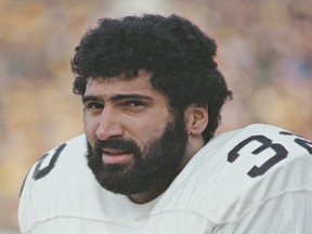Pittsburgh Steelers legend Franco Harris is shown in 1976 — the same year in which he visited Regina for the Optimist sports dinner.
