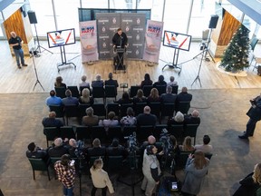 A good-sized crowd was on hand at Mosaic Stadium for Tuesday's announcement that the 2024 Canadian men's curling championship is returning to Regina. It was last held here in 2018.
