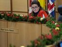 Mayor Sandra Masters listens to discussion on a proposed amendment during budget discussions on the proposed 2023 and 2024 city budgets at City Hall.