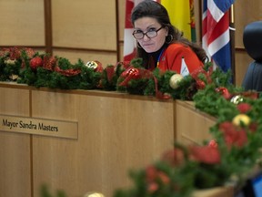 Mayor Sandra Masters listens to discussion on a proposed amendment during budget discussions on the proposed 2023 and 2024 city budgets at City Hall.