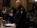 Regina Police Service Chief Evan Bray speaks to city council about the proposed 2023 budget on Dec. 14, 2022.