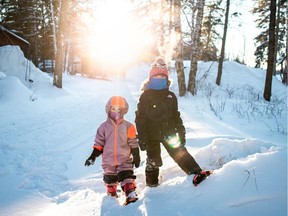 Children at Duck Mountain Provincial Park in Saskatchewan.  Saskatchewan Parks is offering winter bus tours to three provincial parks in 2023.