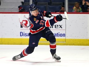 Easton Armstrong, shown in this file photo, registered his first WHL hat trick to help the Regina Pats defeat the host Edmonton Oil Kings 8-2 on Sunday.