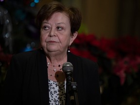Minister of Finance Donna Harpauer speaks after question period at the Saskatchewan Legislative Building on Wednesday.