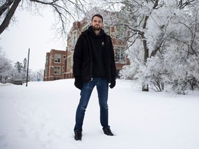 Moose Jaw-based filmmaker Jeremy Ratzlaff stands outside the John Hopkins Regina Soundstage.