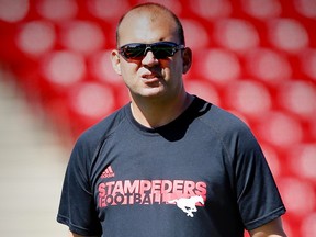Pete Costanza is shown in 2017, when he was the Calgary Stampeders’ receivers coach.
