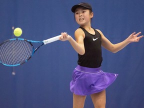 Regina's Isabella Yan has a powerful tennis game for an 11-year-old.