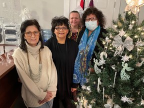 WISH Safe House staff members such as, left to right, Linda LaFontaine (case management), Brenda Sunshine (case management), Julie McMillan (child care counsellor) and Anna Crowe (executive director) strive to make the season bright for women and children at the shelter.