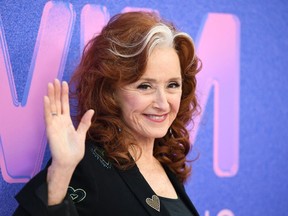 U.S. singer Bonnie Raitt arrives for the 2022 Billboard Women in Music Awards at SoFi Stadium in Inglewood, California.