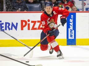 The Regina Pats' Connor Bedard, shown in this file photo, scored his 45th goal of the season — in his 38th game — during Sunday's 5-1 WHL loss to the host Medicine Hat Tigers.