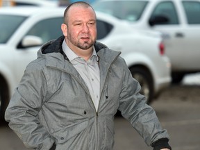 Ronald Charles Learning, of B.C., enters Regina Provincial Court for his trial on charges stemming from a large-scale investigation, dubbed Project Faril, into cocaine smuggling. Learning was a cocaine courier.