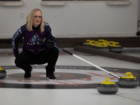 Amber Holland practises at the Kronau Curling Club in advance of the provincial women's championship at Estevan's Affinity Place.