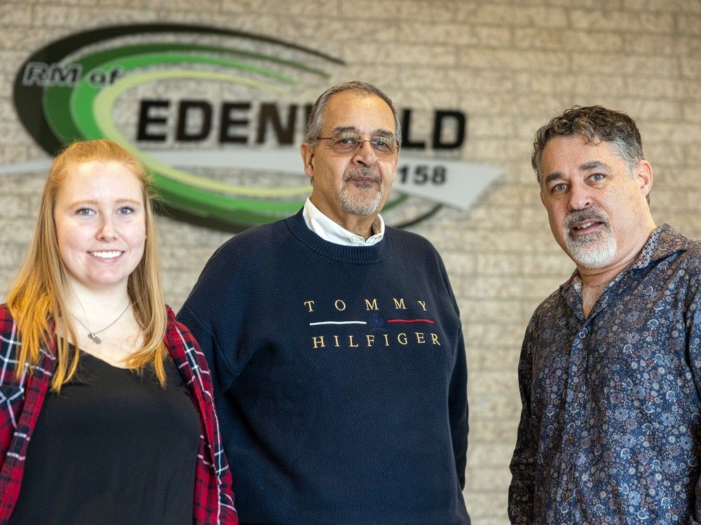 Paige Boha, from left, manager of planning and development, Sameh Nashed, chief operations officer and Lee Chambers, communication officer at the RM of Edenwold No. 158 office on Friday.