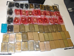 Bricks of cocaine seized as part of Project Faril. The various colours of wrapping indicate the bricks come from different suppliers.