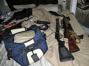 Guns seized from a B.C. house as part of Project Faril.