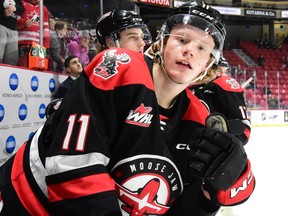 Harper Lolacher, seen in this file photo, scored twice for the Moose Jaw Warriors in Friday's 5-1 win over visiting Brandon Wheat Kings.