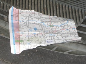 A map found by RCMP in a van following Ronald Charles Learning’s arrest in Salmon Arm, B.C. on Oct. 1, 2011. He was arrested as part of the Project Faril investigation.