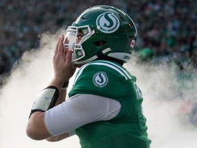 Cody Fajardo is shown in 2019, when he guided the Saskatchewan Roughriders to first place in the CFL's West Division while making a fraction of the salaries he would command over the two seasons that followed.