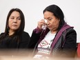 Colten Boushie's mother Debbie Baptiste (right) continues to honour the life of her son by participating in a panel discussion marking five years since Gerald Stanley was acquitted of murder and manslaughter in the death of her son, at the University of Saskatchewan MLT Lecture Theatre. Photo taken in Saskatoon, Sask. on Thursday, Feb 9, 2023. (Saskatoon StarPhoenix / Michelle Berg)