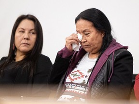 Colten Boushie's mother Debbie Baptiste (right) continues to honour the life of her son by participating in a panel discussion marking five years since Gerald Stanley was acquitted of murder and manslaughter in the death of her son, at the University of Saskatchewan MLT Lecture Theatre. Photo taken in Saskatoon, Sask. on Thursday, Feb 9, 2023. (Saskatoon StarPhoenix / Michelle Berg)