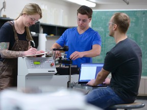 The number of individual students enrolled in courses and programs at Saskatchewan Polytechnic is at an all-time high. Here, students in Sask Polytech’s Civil Engineering Technologies program work on a project in the lab. SUPPLIED