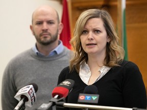 Health Critic Vicki Mowat and Rural and Remote Health Critic Matt Love announce their launching of the Healthcare Solutions Tour on Wednesday, February 1, 2023 in Regina.