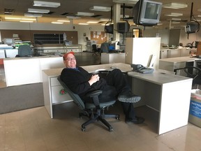 Rob Vanstone at his old desk in the Regina Leader-Post's sports department on Oct. 22, 2019.
