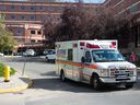 An ambulance leaves Regina General Hospital in Regina, Saskatchewan on Sept. 14, 2021.