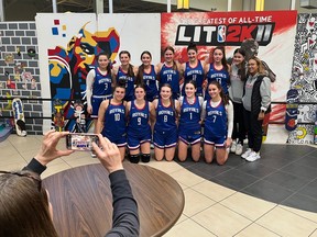 Members of the Riffel Royals senior girls basketball team pose for a picture after their final game at the 69th Luther Invitational Tournament on Saturday. Front row (left to right): Alexyn Ward, Emerson Hollinger, Madilynn Geiss, Olivia Randall, Josie Bentz. Back row (left to right): Azlyn McCulloch, Aubryn Gallagher, Avery Gottselig, Reagan Rude, Emille Gatin, Taylor Grezaud, Kienna Kasick and Aija McGregor.