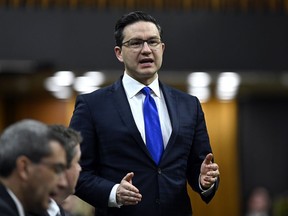 Conservative Leader Pierre Poilievre speaks during question period in the House of Commons on March 7, 2023.