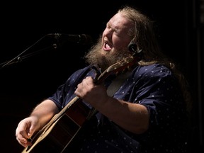 Matt Andersen performs on the main stage at the Edmonton Folk Music Festival on Aug. 7, 2022.