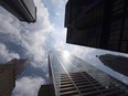 Bank towers are shown from Bay Street in Toronto's financial district on Wednesday, June 16, 2010.