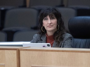 City Manager Niki Anderson sits during a city council meeting at Henry Baker Hall at City Hall on Thursday, March 23, 2023 in Regina.