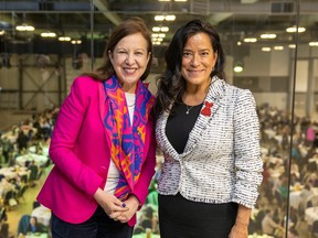 Award-winning Canadian journalist Lyse Doucet, left, and former minister of justice and attorney general Hon. Jody Wilson-Raybould spoke at the The University of Regina's 14th annual Inspiring Leadership Forum at the International Trade Centre on Wednesday, March 8, 2023 in Regina.